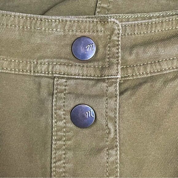 Madewell Metropolis Snap Skirt Size 8 Olive Green Snap Front A-Line Cotton Mini - Picture 4 of 9